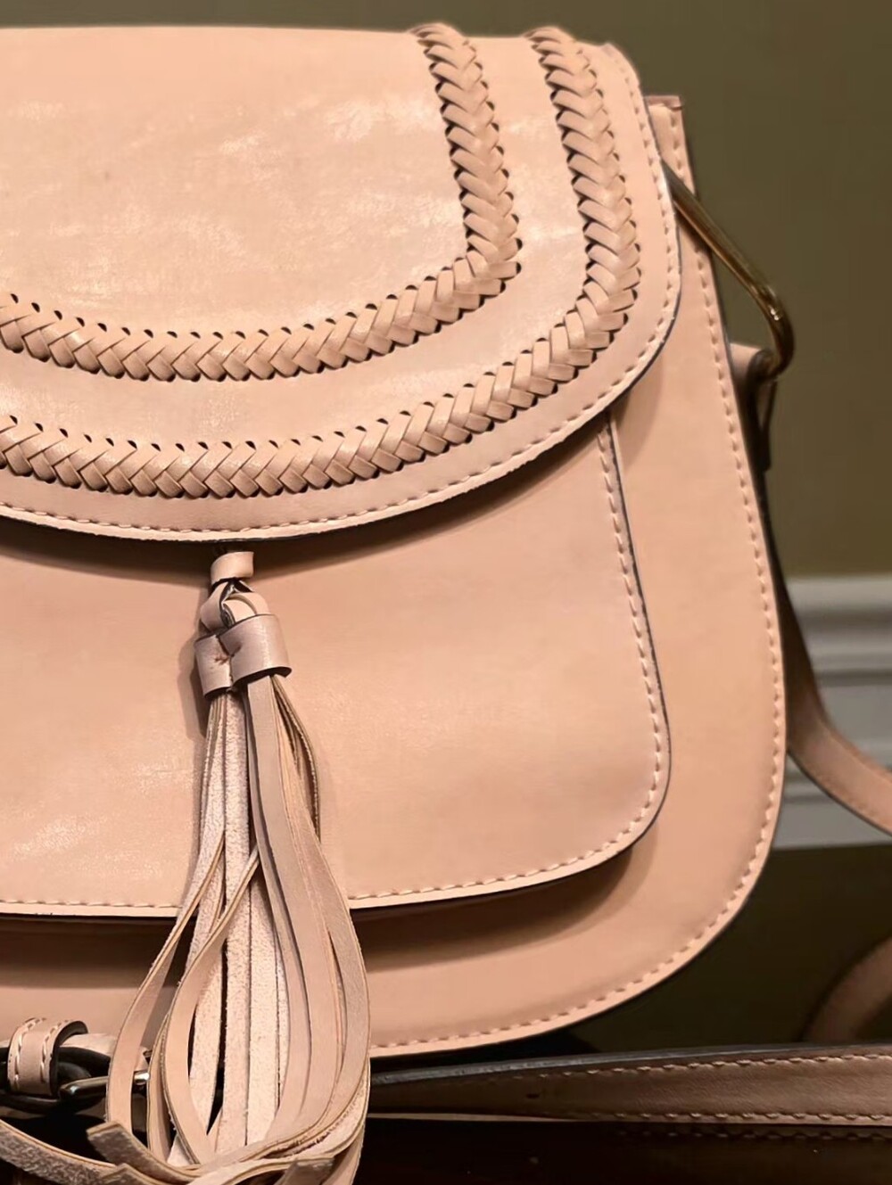 Franco Sarto San Paulo Blush Braided Tassel Crossbody Bag